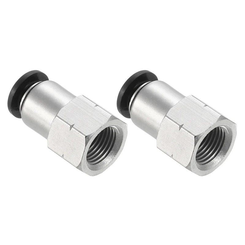 2 Pcs 6mm OD Tube to 1/8 Inch NPT Female Thread Push to Connect Fittings
