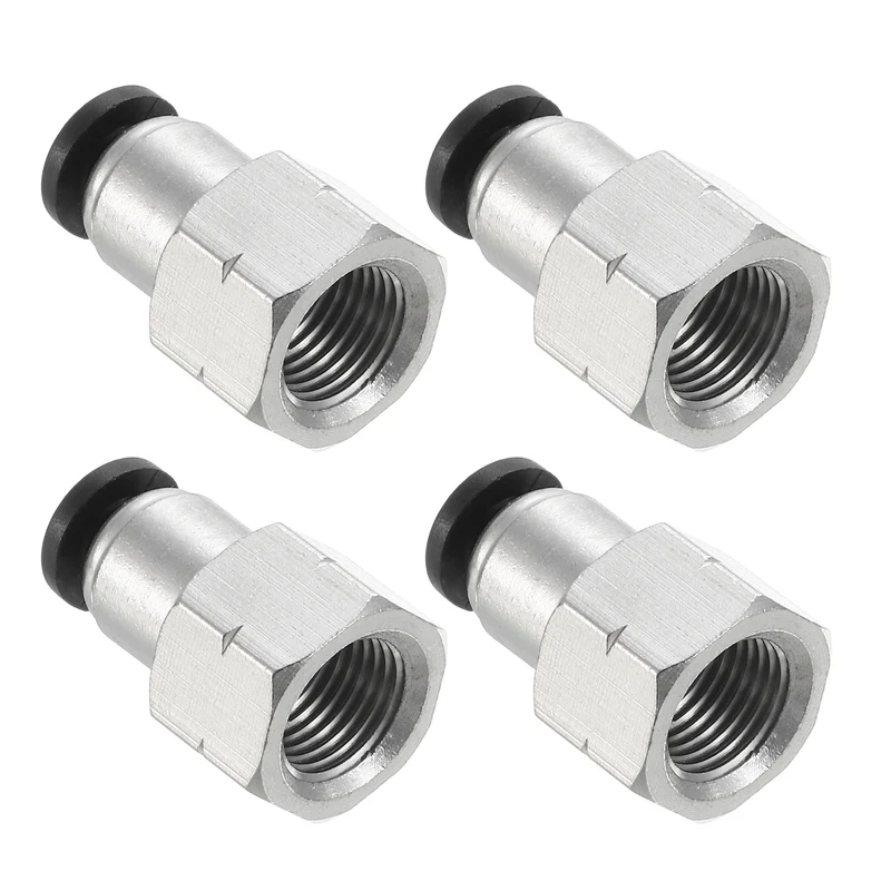 4 Pcs 4mm OD Tube to 1/8 Inch NPT Female Thread Push to Connect Fittings