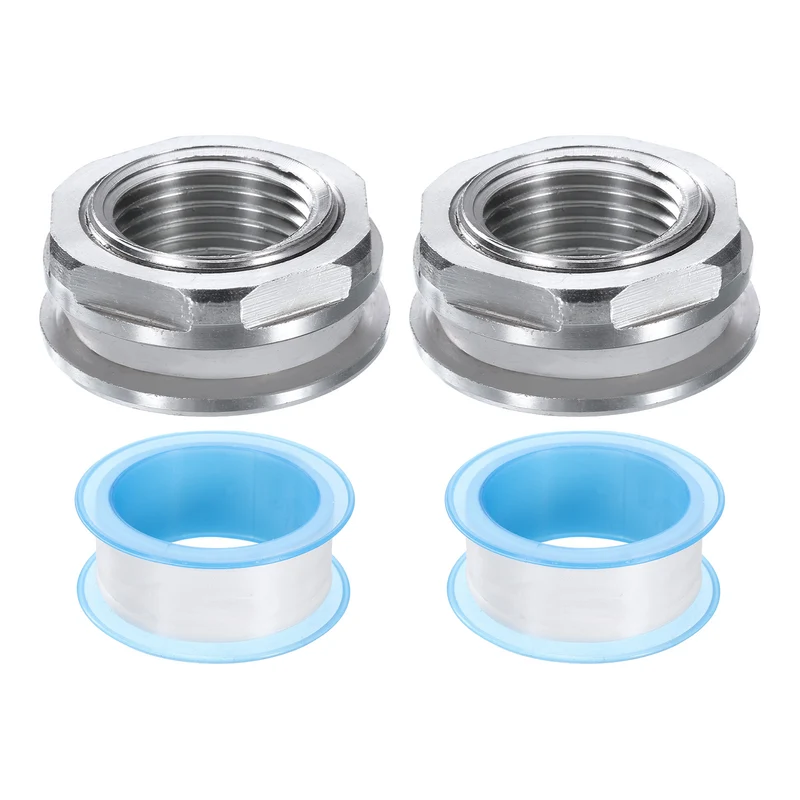 2Pcs Bulkhead Fitting 1/2" Female 304 Stainless Steel Water Tank Connector
