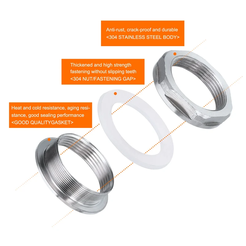 2Pcs Bulkhead Fitting 1/2" Female 304 Stainless Steel Water Tank Connector