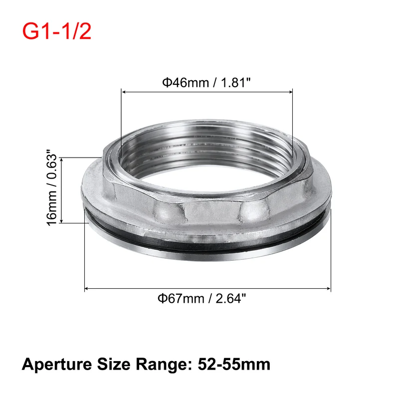 Bulkhead Fitting 1-1/2" Female 201 Stainless Steel Water Tank Connector