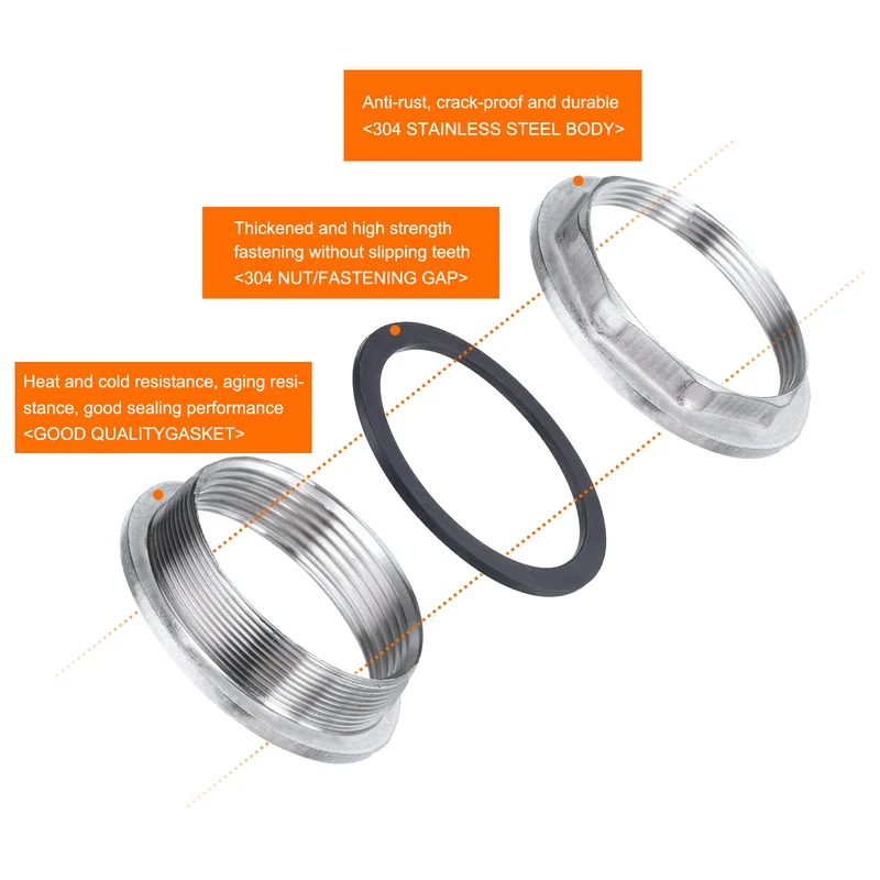 Bulkhead Fitting 1-1/2" Female 201 Stainless Steel Water Tank Connector