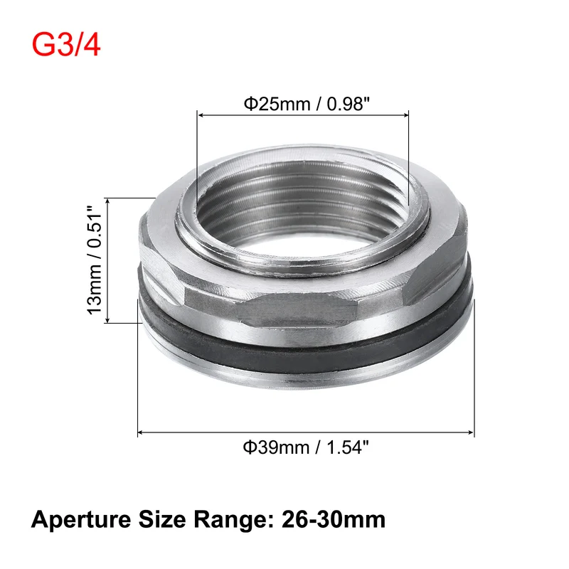 Bulkhead Fitting 3/4" Female 304 Stainless Steel Water Tank Connector