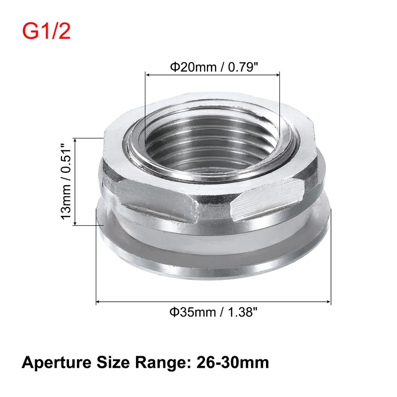 Bulkhead Fitting 1/2" Female 304 Stainless Steel Water Tank Connector