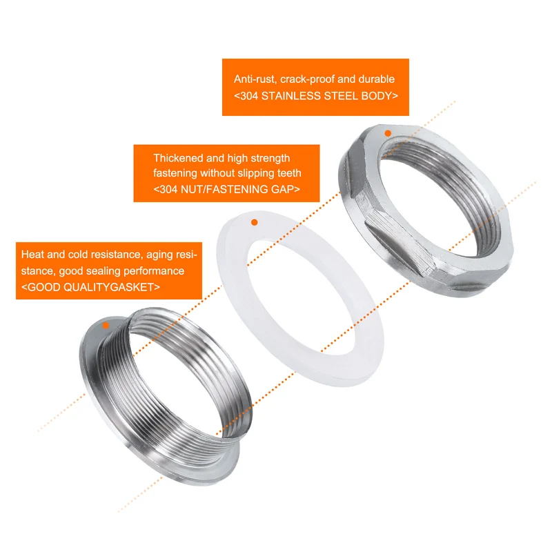 Bulkhead Fitting 1/2" Female 304 Stainless Steel Water Tank Connector