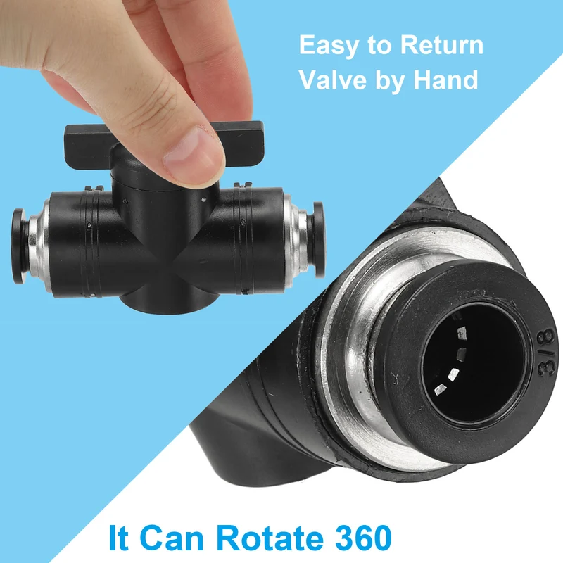 1 Pcs 3/8" Pneumatic Ball Valve, Push to Quick Connect Fittings