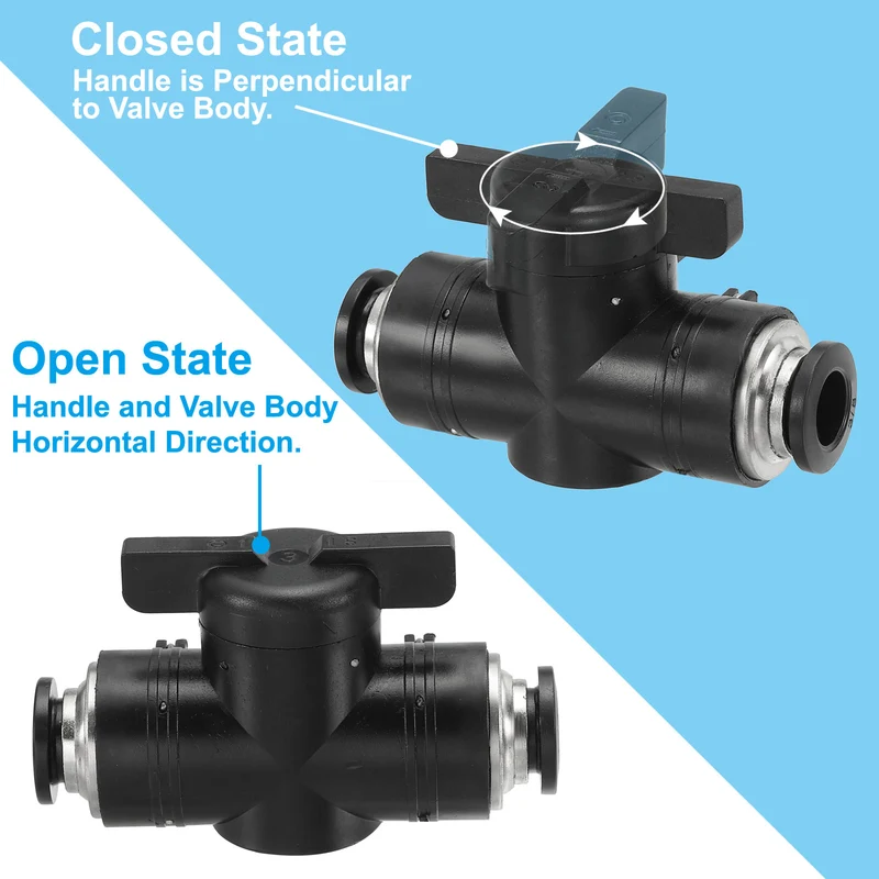 1 Pcs 3/8" Pneumatic Ball Valve, Push to Quick Connect Fittings