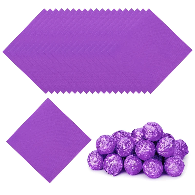 Foil Candy Wrappers 3x3 Inch, 100 Pcs Purple Fine Grid Paper for DIY Chocolate