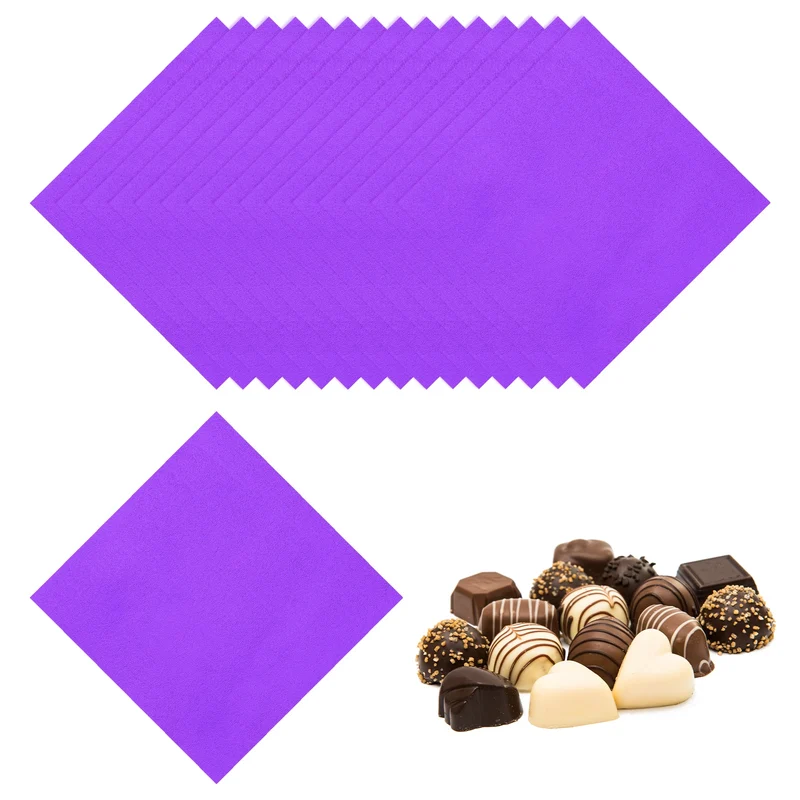 200 Pcs Candy Foil Wrappers, 7.87 x 7.87" Wrappers, Purple (Orange Peel)