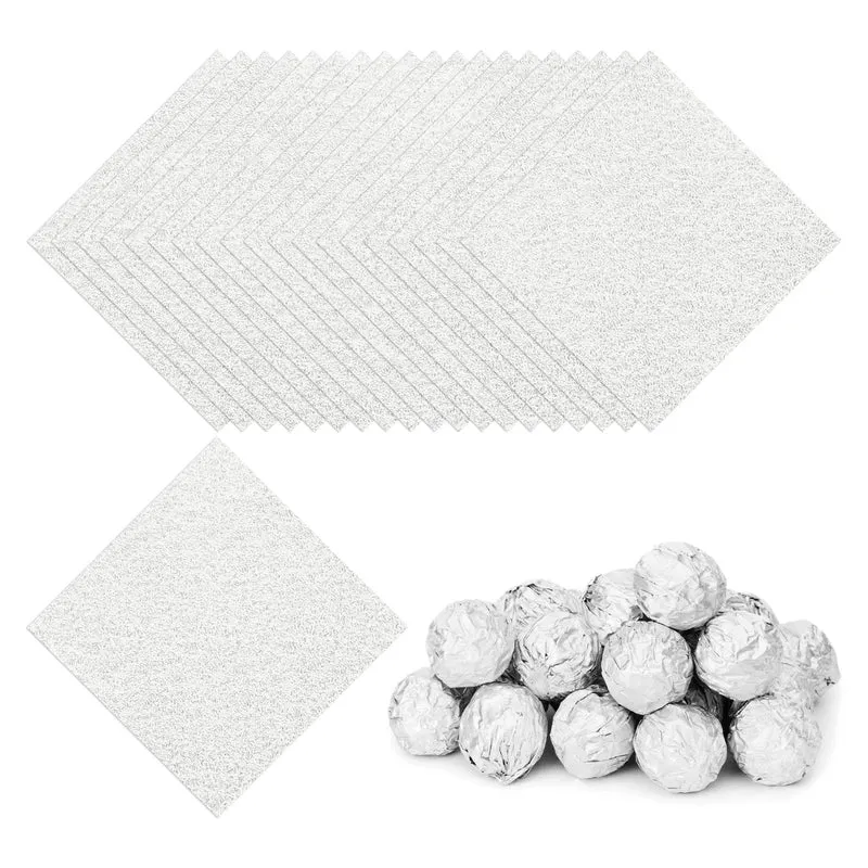 200 Pcs 3x3 Inch Foil Candy Wrappers Chocolate Wrapping Paper Dark Silver