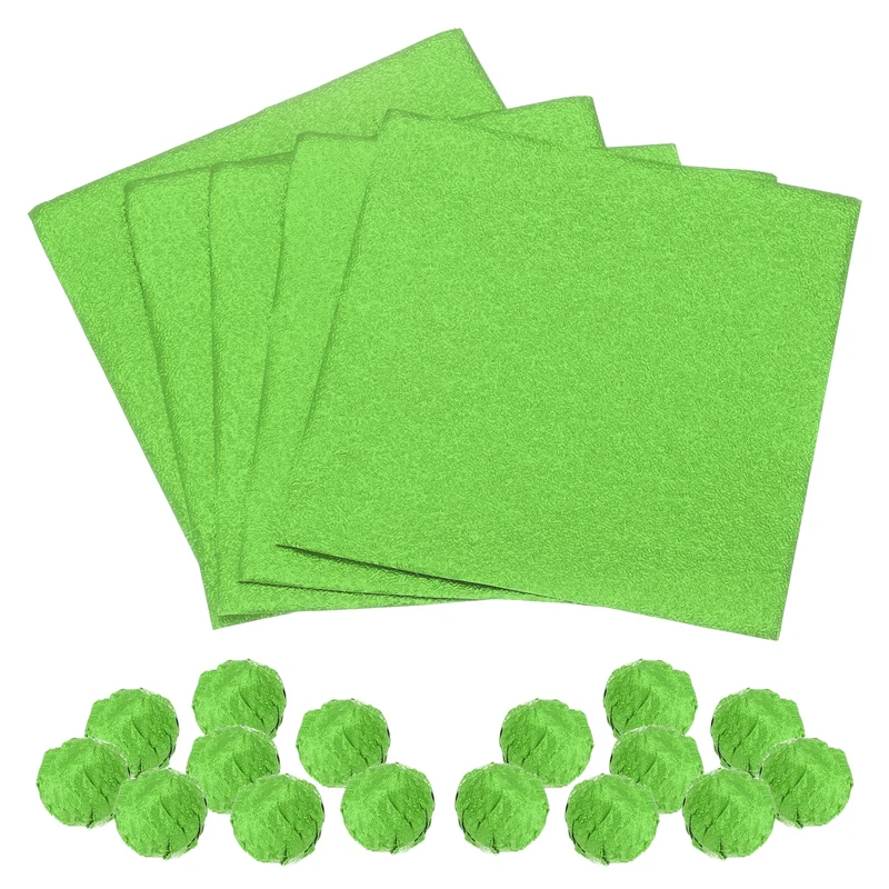 100pcs Green Metallic Foil Paper, 3x3" Orange Texture Wrapping Paper