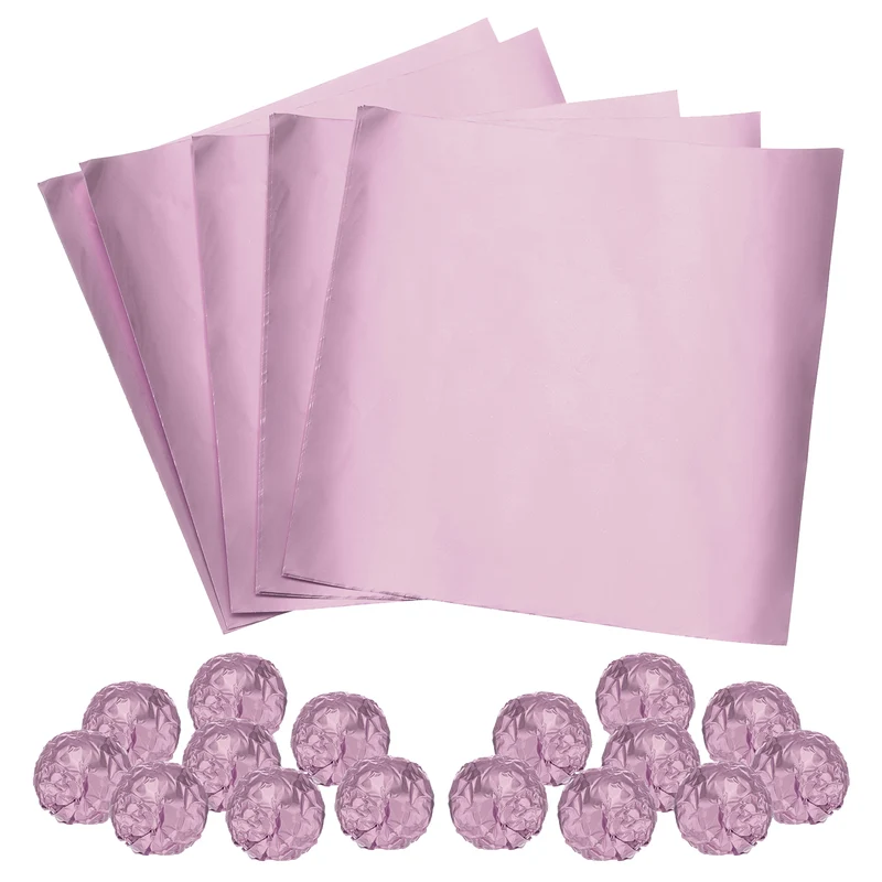 100pcs Light Pink Metallic Foil Paper, 3x3" Glossy Texture Wrapping Paper
