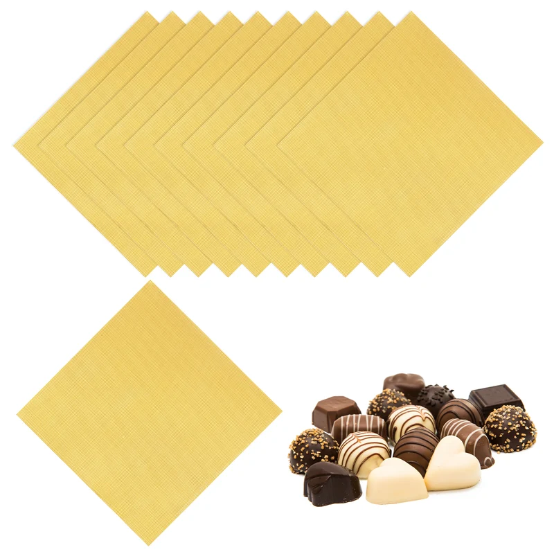 100 Pcs Candy Foil Wrappers, 4.7 x 4.7 Inch Chocolate Wrappers, Gold