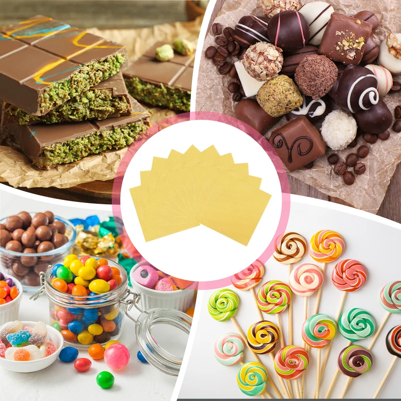 100 Pcs Candy Foil Wrappers, 4.7 x 4.7 Inch Chocolate Wrappers, Gold