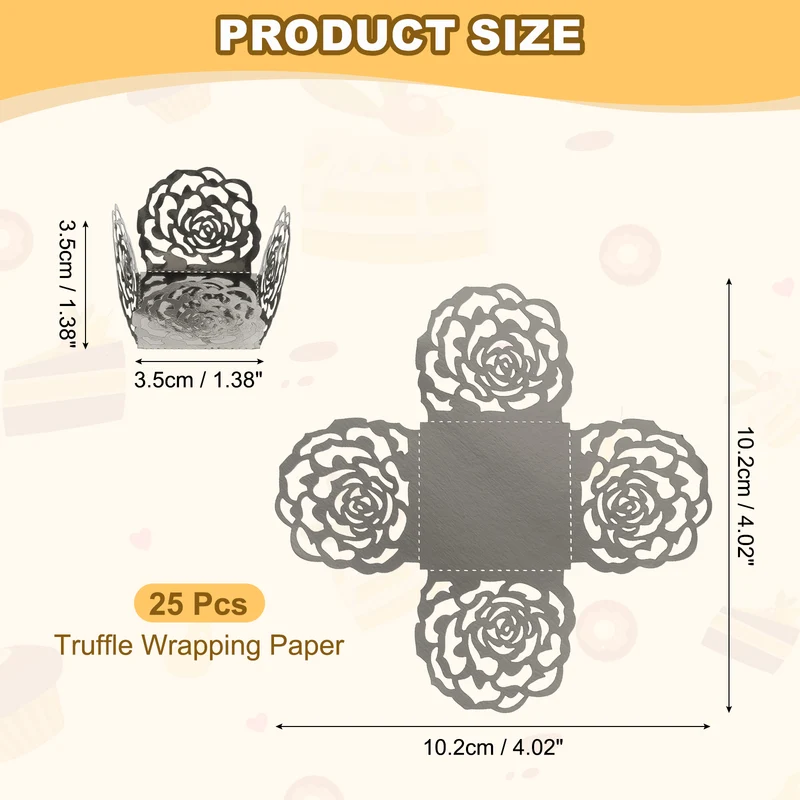 25PCS 4 Inch Truffle Wrappers for Wedding Birthday, Gray