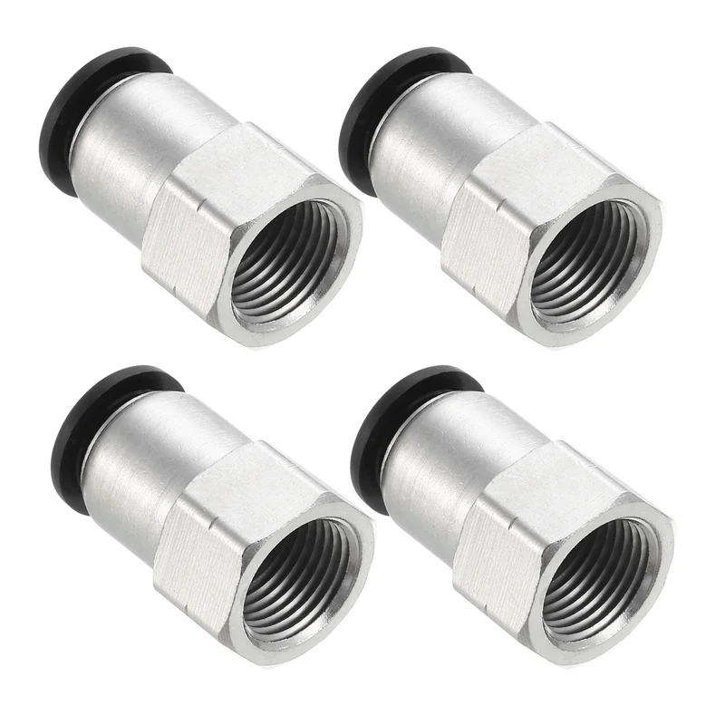 4 Pcs 1/2 Inch OD Tube to 3/8 Inch NPT Female Thread Push to Connect Fittings