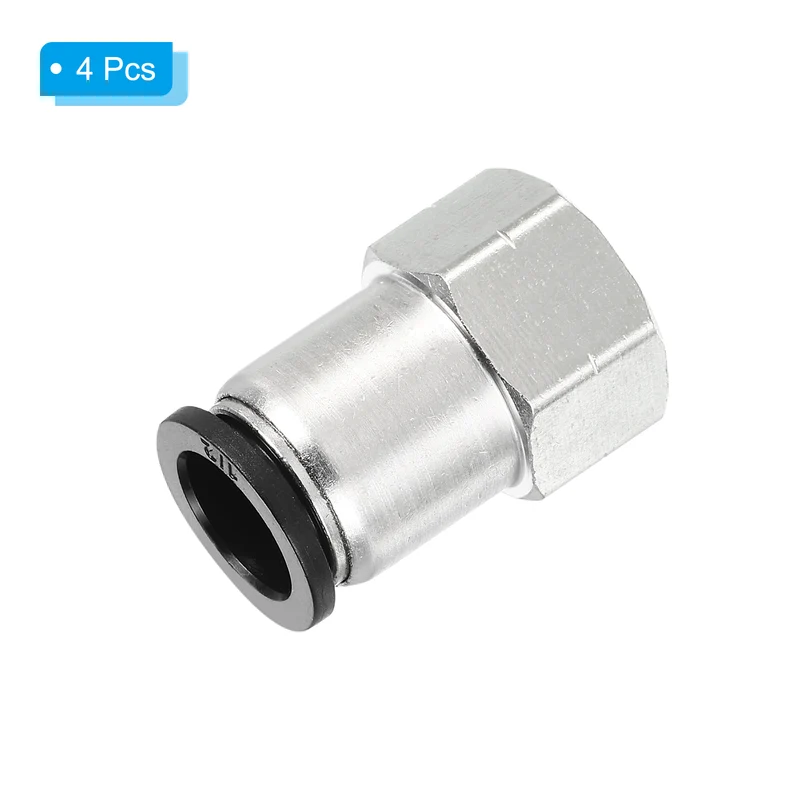 4 Pcs 1/2 Inch OD Tube to 3/8 Inch NPT Female Thread Push to Connect Fittings