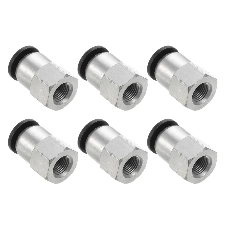 6 Pcs 3/8 Inch OD Tube to 1/8 Inch NPT Female Thread Push to Connect Fittings