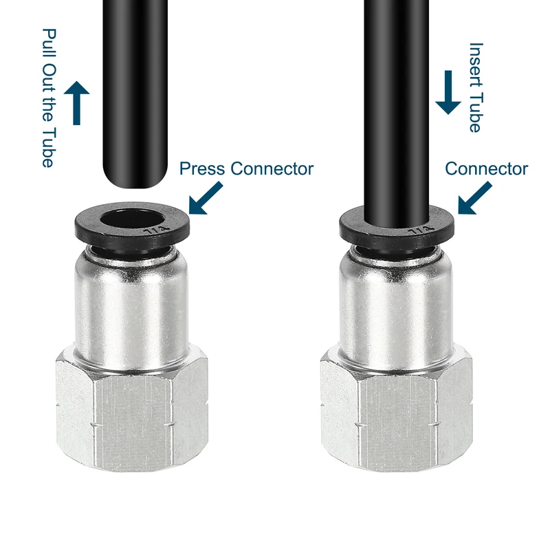 6 Pcs 3/8 Inch OD Tube to 1/8 Inch NPT Female Thread Push to Connect Fittings