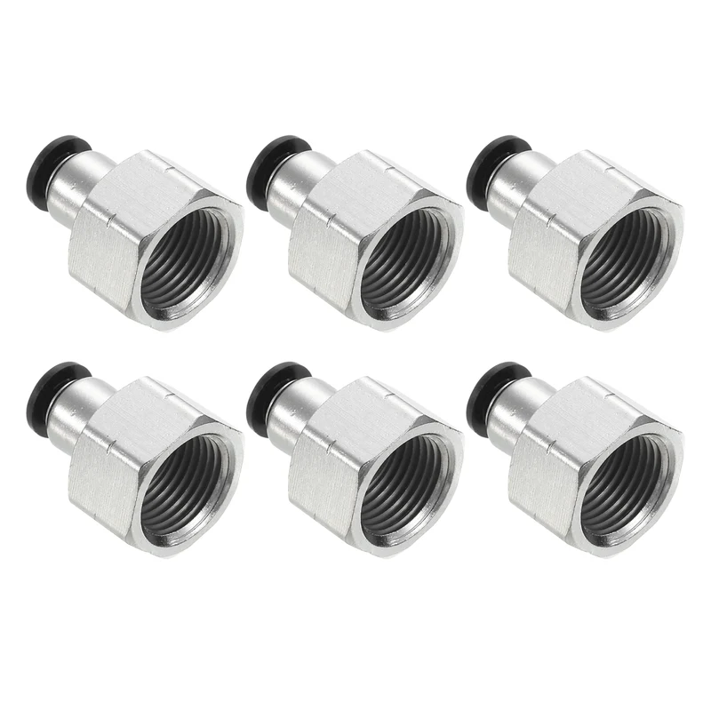 6Pcs 1/4 Inch OD Tube to 3/8 Inch NPT Female Thread Push to Connect Fittings