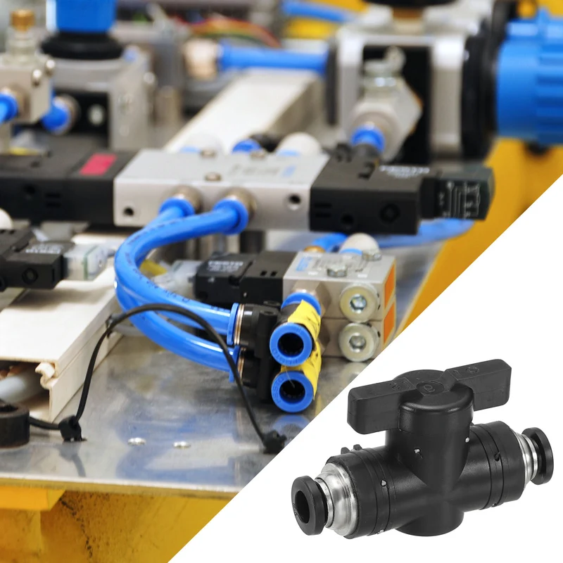 3 Pcs 1/4" Pneumatic Ball Valve, Push to Quick Connect Fittings