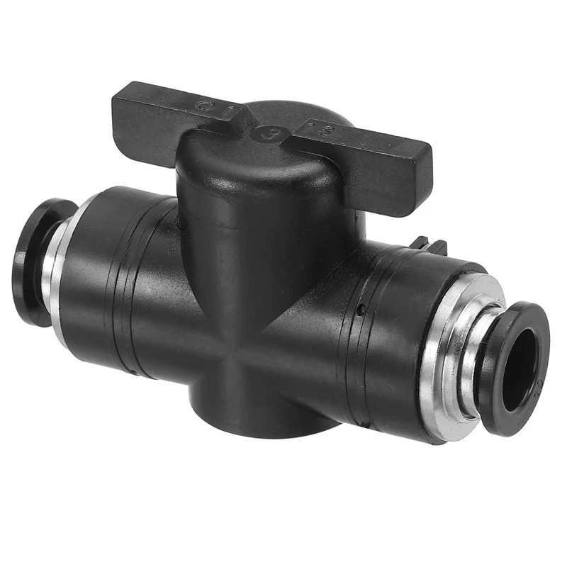 10mm Pneumatic Ball Valve, 1 Pcs Push to Connect Fittings Quick Connect Tube Fittings Air Flow Control Valve for Pneumatic Systems Automation Manufacturing, Black