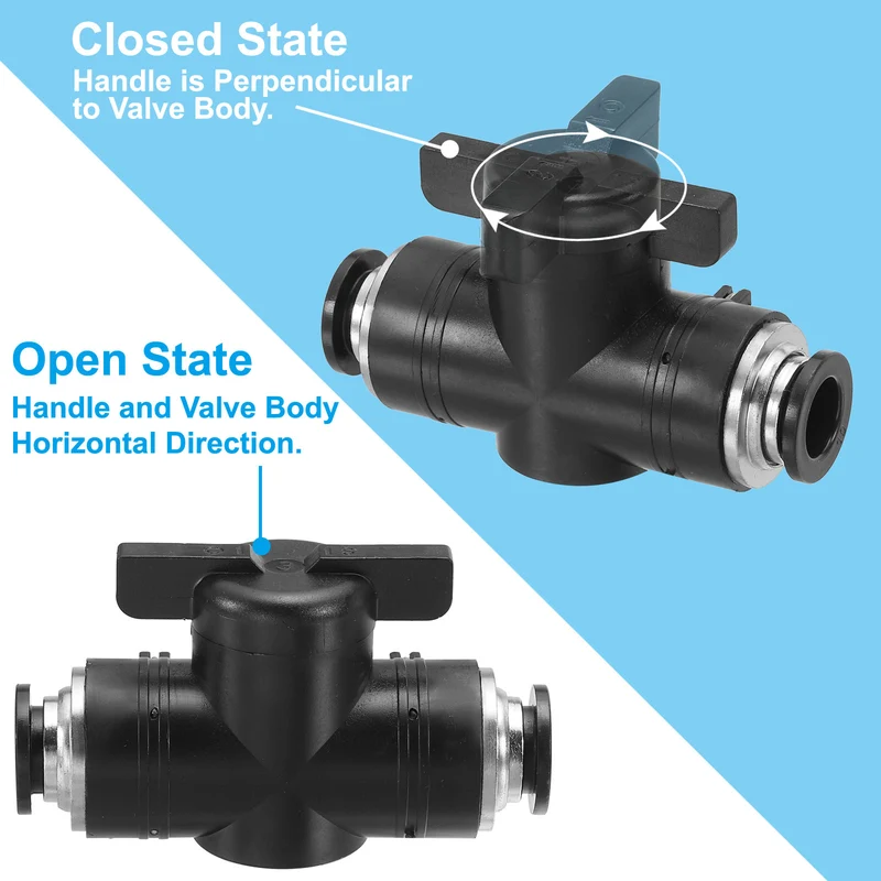 10mm Pneumatic Ball Valve, 1 Pcs Push to Connect Fittings Quick Connect Tube Fittings Air Flow Control Valve for Pneumatic Systems Automation Manufacturing, Black