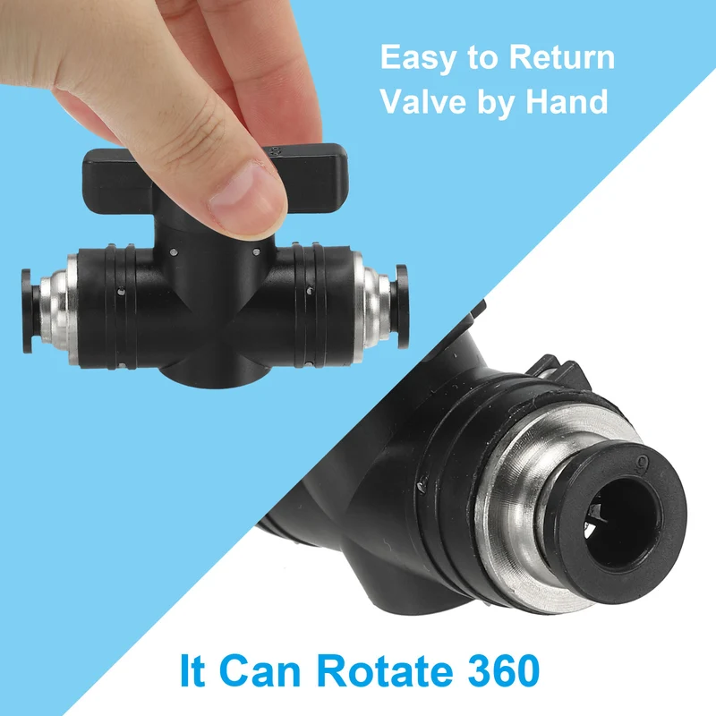 6mm Pneumatic Ball Valve, 3 Pcs Push to Connect Fittings Quick Connect Tube Fittings Air Flow Control Valve for Pneumatic Systems Automation Manufacturing, Black