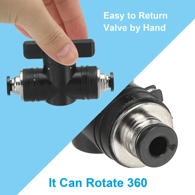1 Pcs 4mm Pneumatic Ball Valve, Push to Quick Connect Fittings, Black