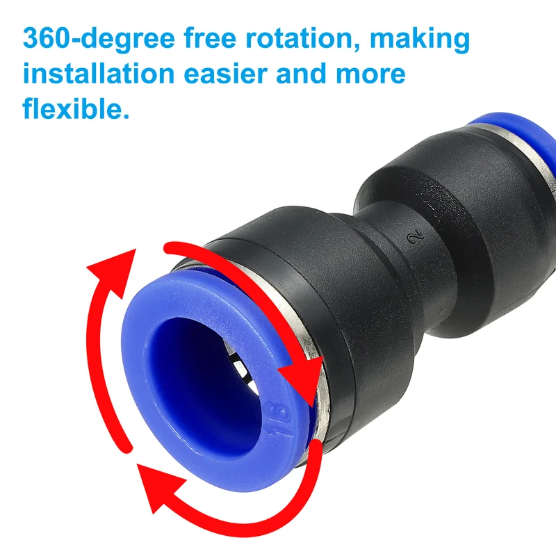 16 x 12mm Push to Connect Fitting Quick Release Pneumatic Connectors 5Pcs