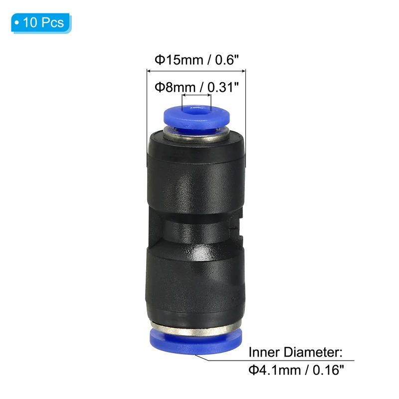 5/16 x 5/32" Push to Connect Fitting Quick Release Pneumatic Connectors 10Pcs