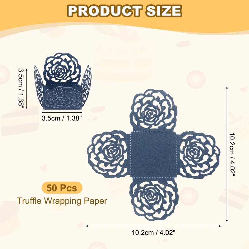 50PCS 4 Inch Truffle Wrappers for Wedding Birthday, Dark Blue