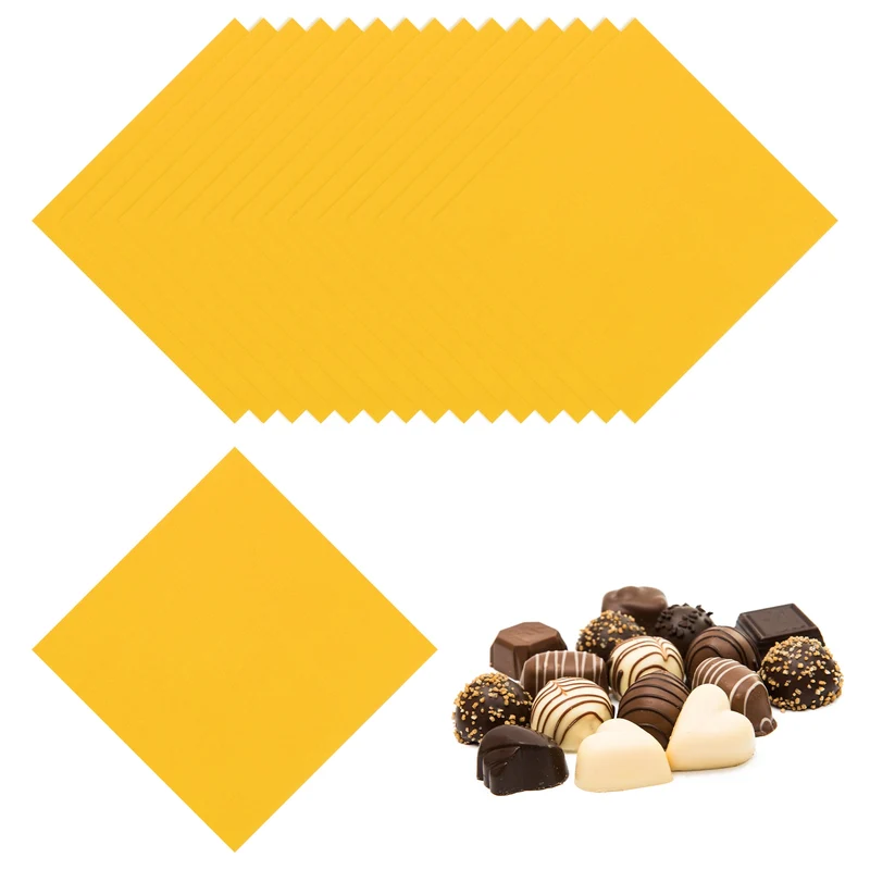 200 Pcs Candy Foil Wrappers, 7.87 x 7.87" Chocolate Wrappers, Gold