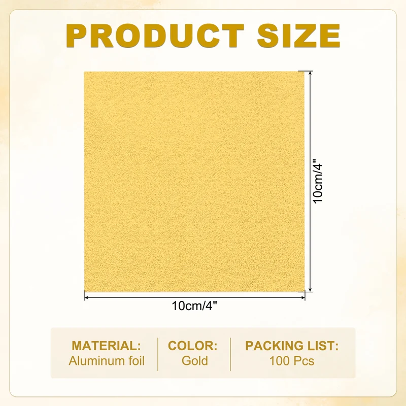 Foil Candy Wrappers 4x4 Inch, 100 Pcs Gold Orange Pattern Paper for Candy