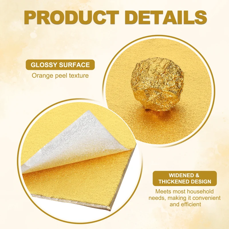Foil Candy Wrappers 4x4 Inch, 100 Pcs Gold Orange Pattern Paper for Candy