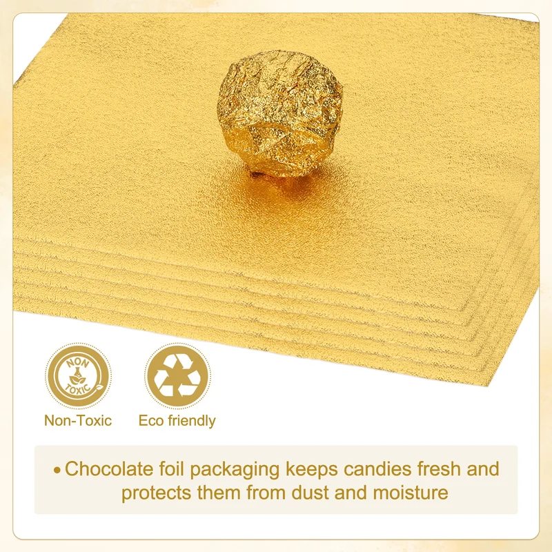 Foil Candy Wrappers 4x4 Inch, 100 Pcs Gold Orange Pattern Paper for Candy