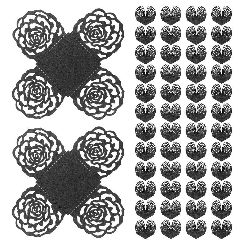 50PCS 4 Inch Truffle Wrappers for Wedding Birthday, Black