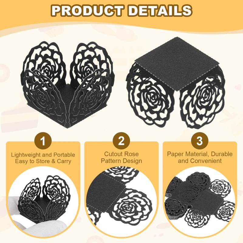 50PCS 4 Inch Truffle Wrappers for Wedding Birthday, Black