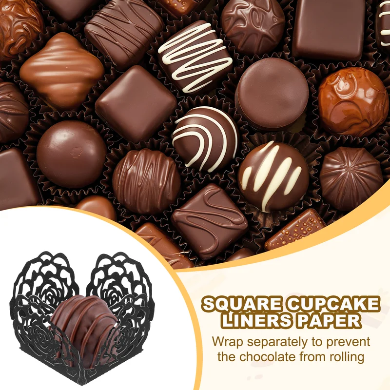 50PCS 4 Inch Truffle Wrappers for Wedding Birthday, Black