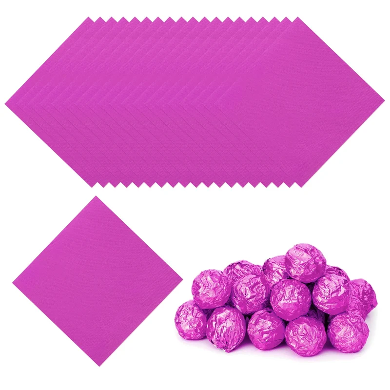 200 Pcs 5x5 Inch Foil Candy Wrappers Chocolate Wrapping Paper Light Rose Red