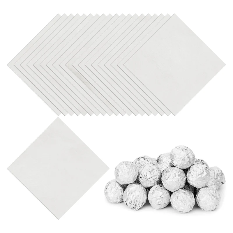 200 Pcs 3x3 Inch Foil Candy Wrappers Chocolate Wrapping Paper Silver