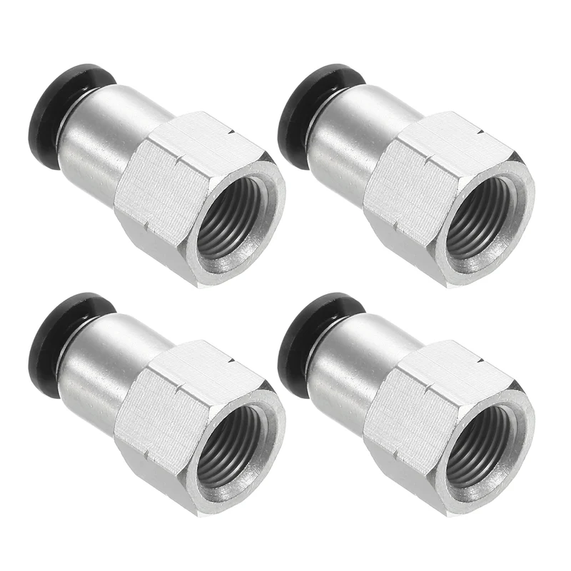 4 Pcs 1/4 Inch OD Tube to 1/8 Inch NPT Female Thread Push to Connect Fittings