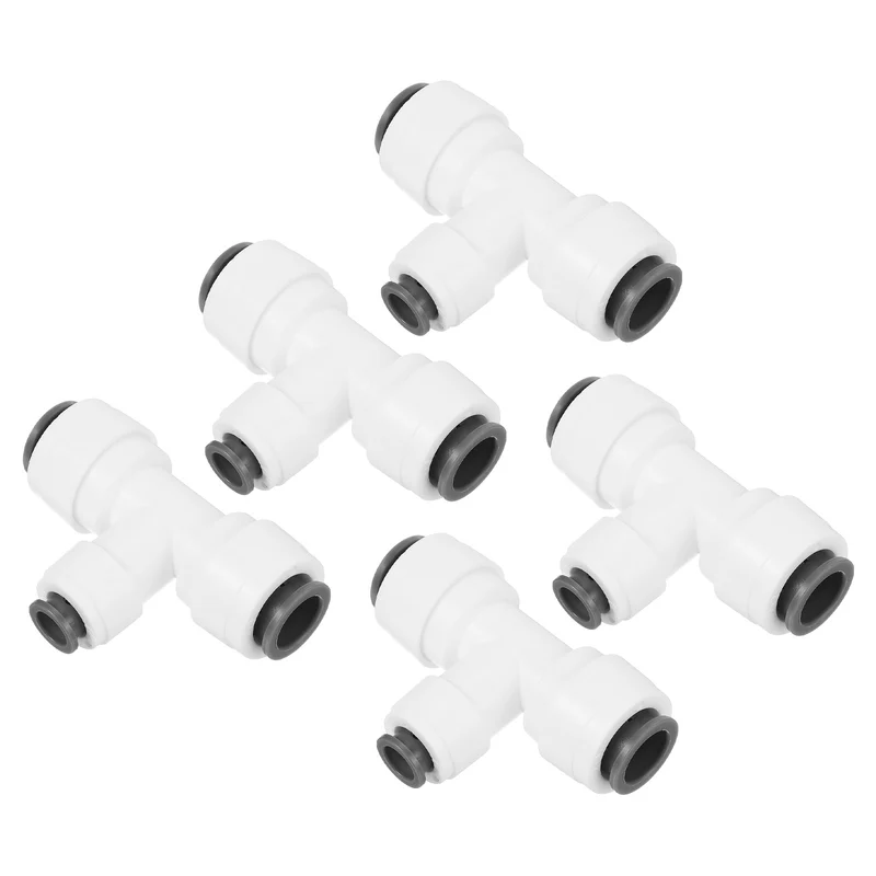 5Pcs 3/8" x 1/4" Push to Connect Tee Fittings Reducing Water Line Fitting White