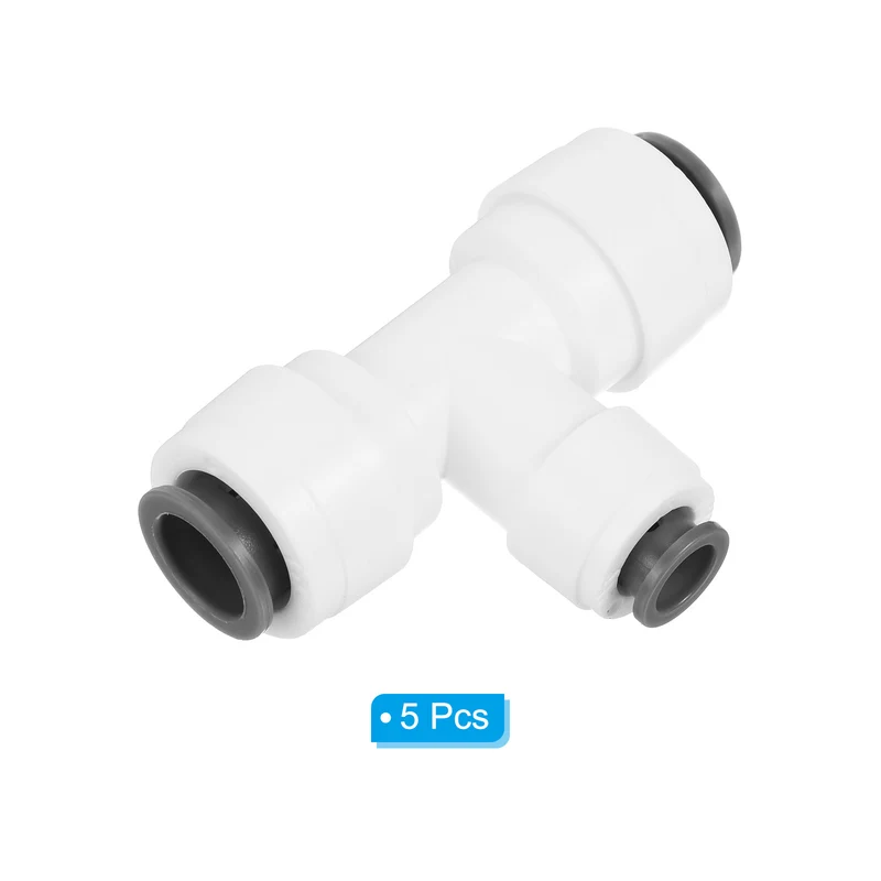 5Pcs 3/8" x 1/4" Push to Connect Tee Fittings Reducing Water Line Fitting White