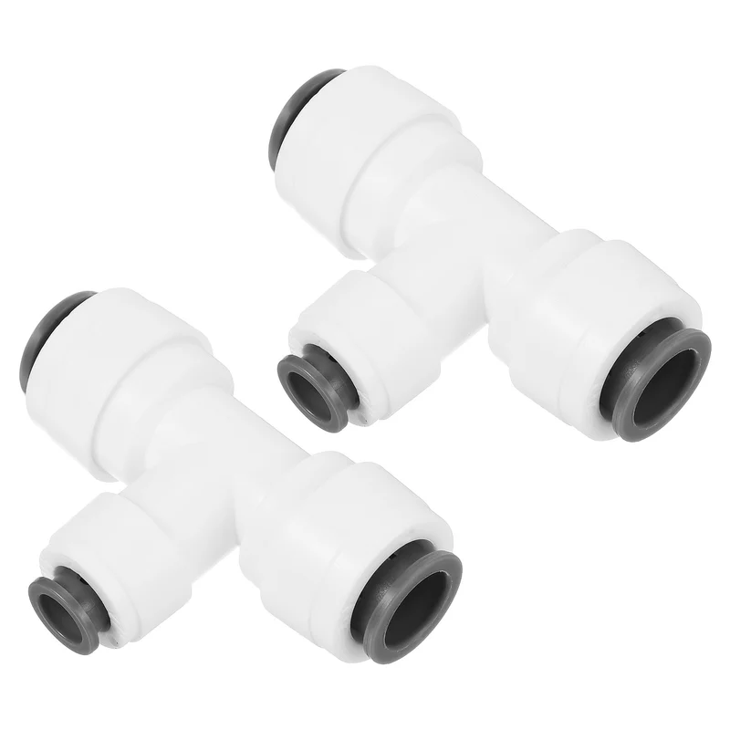 2Pcs 3/8" x 1/4" Push to Connect Tee Fittings Reducing Water Line Fitting White