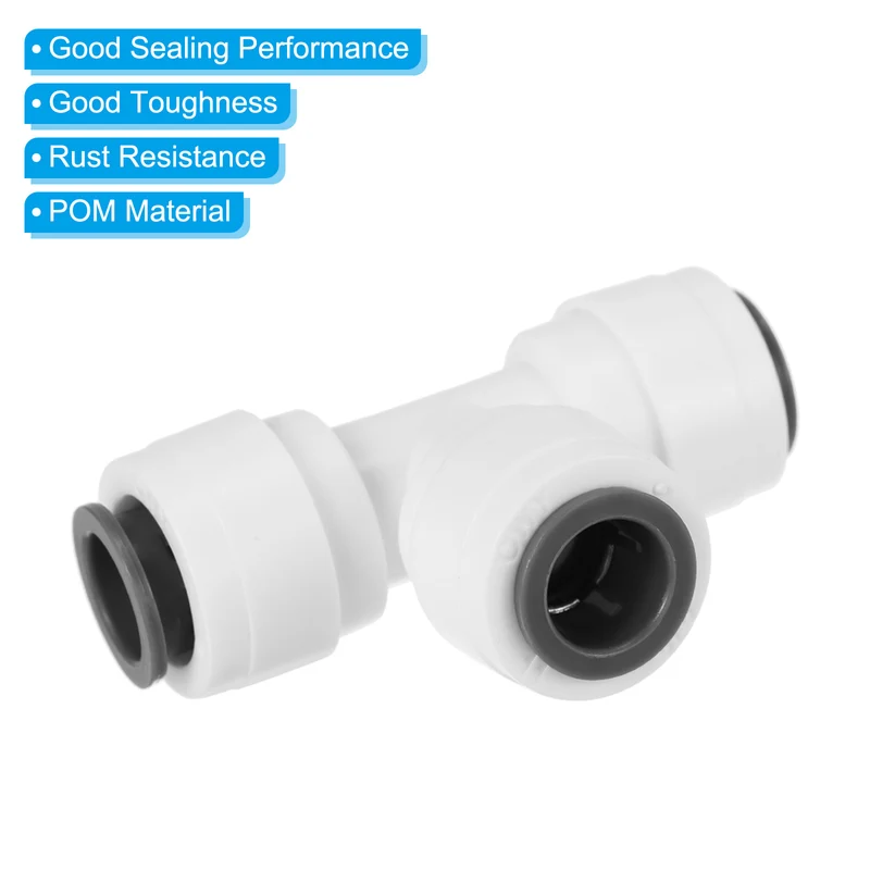 3/8" Push to Connect Tee Fittings, T Shape Water Line Fitting for RO Water System, White