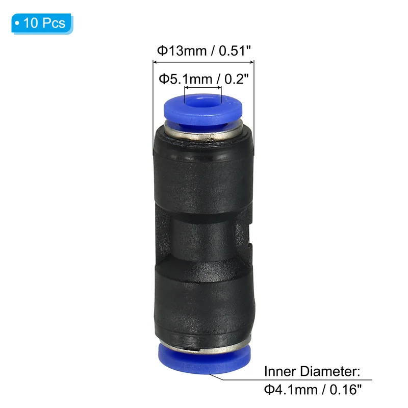 3/16 x 5/32" Push to Connect Fitting Quick Release Pneumatic Connectors 10Pcs