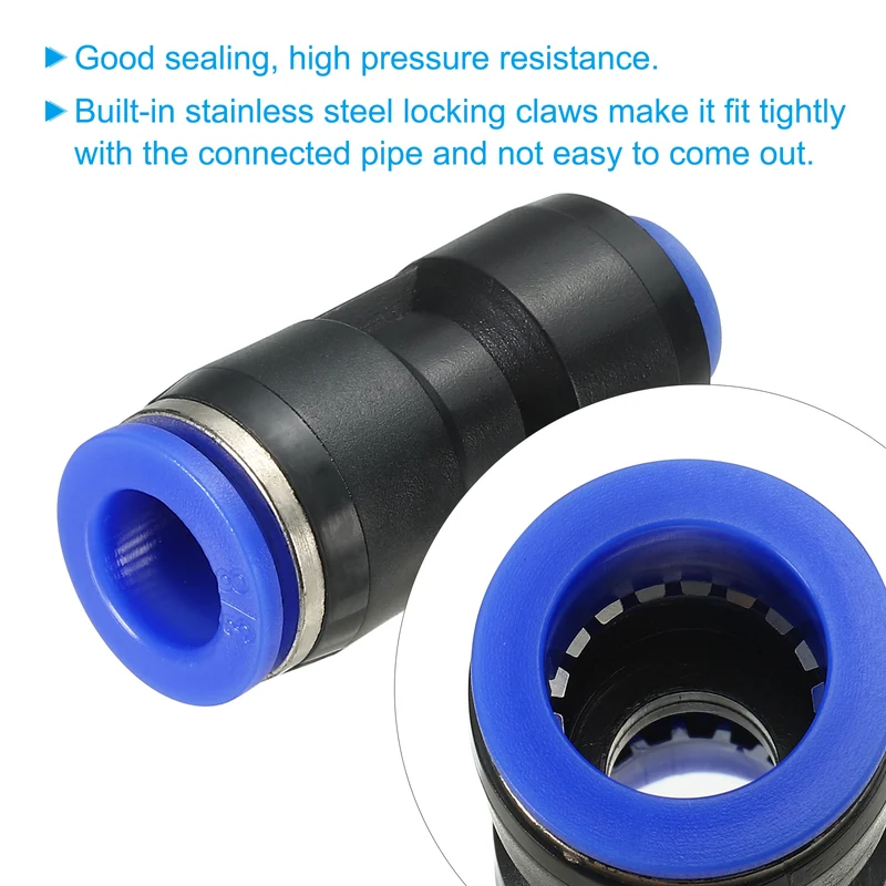 3/8 x 3/16" Push to Connect Fitting Quick Release Pneumatic Connectors 10Pcs