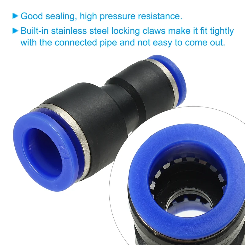 1/2 x 5/16" Push to Connect Fitting Quick Release Pneumatic Connectors 5Pcs