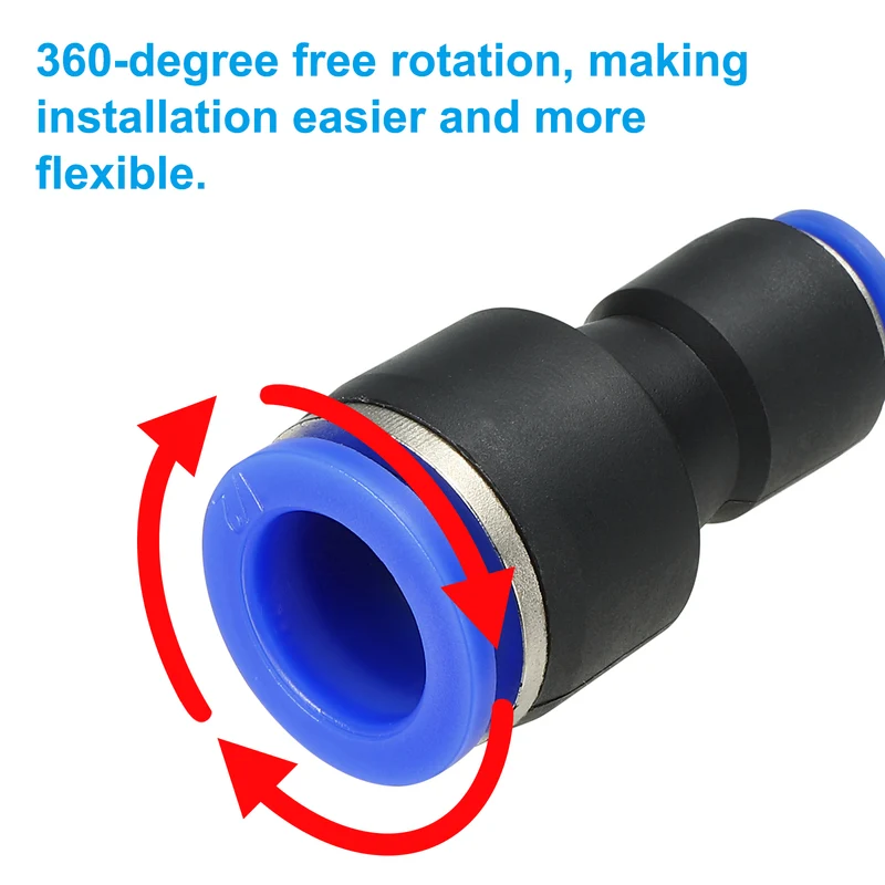 1/2 x 1/4" Push to Connect Fitting Quick Release Pneumatic Connectors 5Pcs